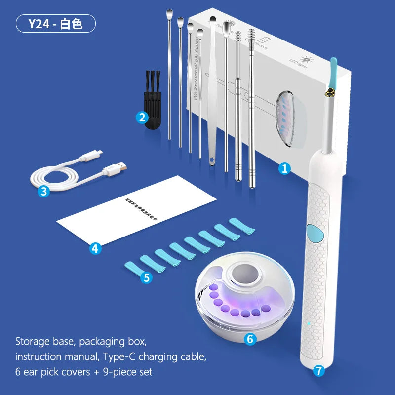 👂 Danoz EarcareSmart | Visual Ear Wax Cleaner | 5MP Camera Endoscope | Safe Earwax Removal | LED Light | White & Black | Standard & 9-Piece Sets