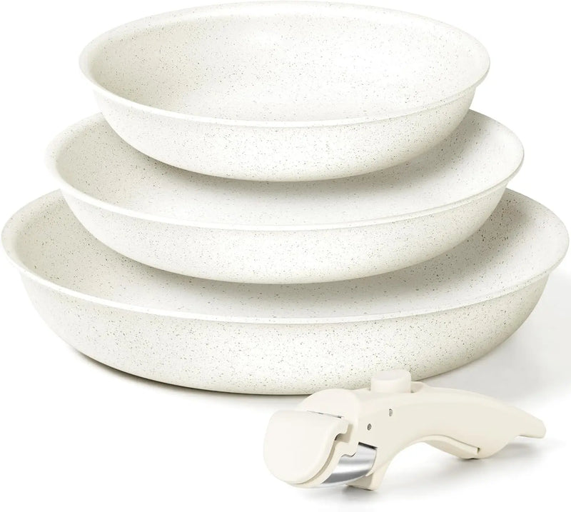 Danoz Cookware - DuraStone Nonstick Frying Pan Set, 8" 9.5" and 11" Fry Pans with Removable Handle, Ultra Non Stick Granite Coating Skillet - Free Postage