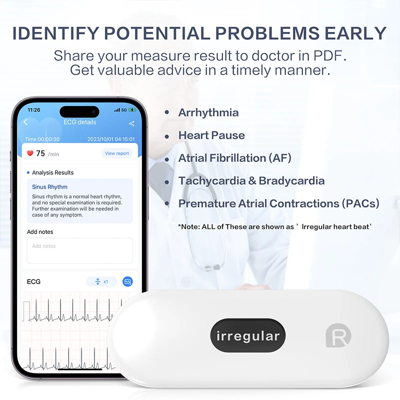 ❤️ Danoz HealthSmart | LEPU Medical ER2 Portable ECG Monitor | Instant Heart Health Check | AI-ECG Analysis | Bluetooth | Arrhythmia Screening ✨