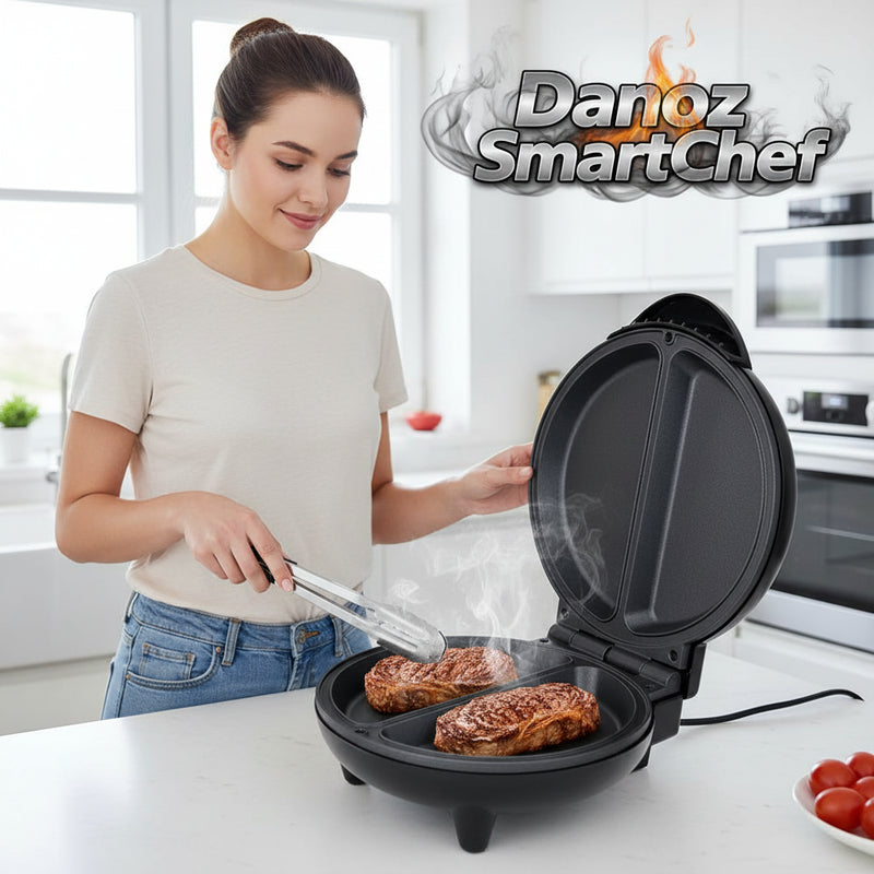Revolutionize your cooking with Danoz SmartChef Electric double Pan cooker, Large 850W multifunctional kitchen Must Have - Cook fluffy omelets, crispy pizzas, pancakes, and perfectly grilled Steaks