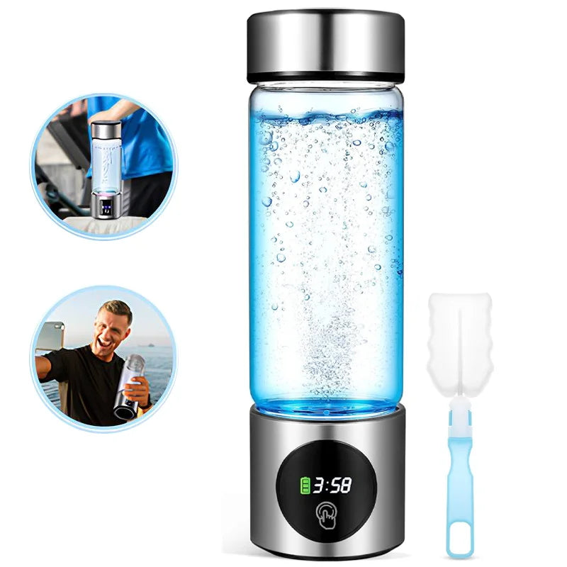 Danoz WaterSmart Hydrogen Water Generator Bottle 💧 | SPE+PEM Dual Chamber | PPB & Time Display | 460ml | 1200mAh | 5-Min Hydrogen Cycle | Self-Cleaning Mode | 3-Year Warranty!