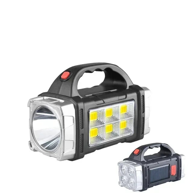 🔦 Danoz LightSmart | LED + COB Flashlight | Solar & USB Rechargeable | Power Bank | 300m Range | IP44 | Camping & Outdoor | Silver & Golden