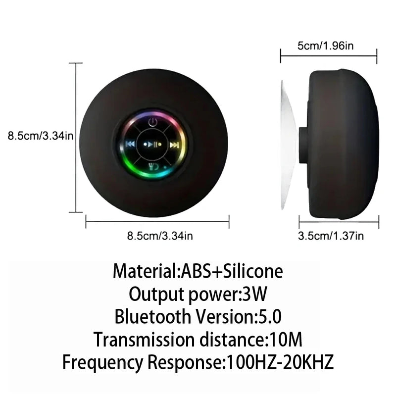 Danoz SoundSmart – Pump Up the Jams Anywhere! Portable Wireless Bluetooth Speaker with LED Light, IPX4 Waterproof & Suction Cup – Perfect for Bathroom, Outdoors & More – Buy 1 Get 1 More! 🔊💡🚿