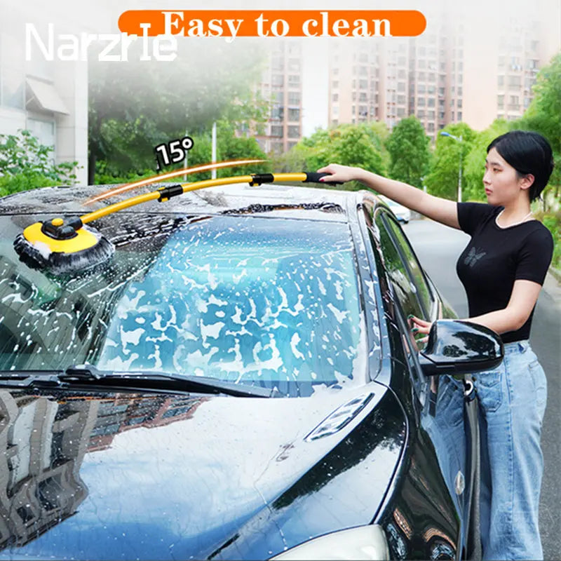 Efficiently clean your car with Danoz Direct's telescoping car wash mop. With a long handle and a retractable bent bar