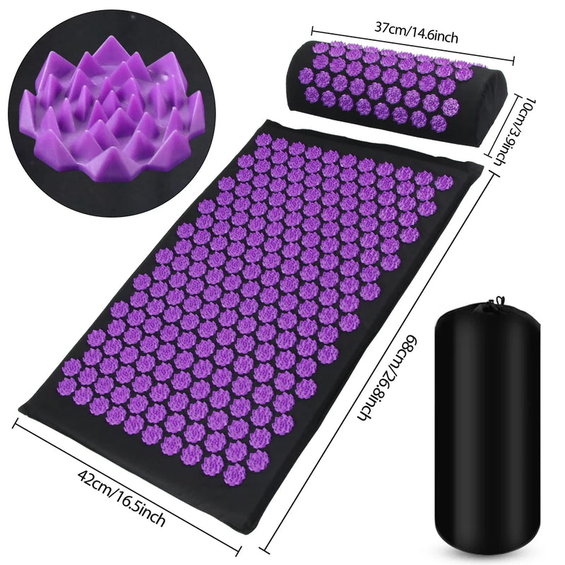 🧘 Danoz MassageSmart | Acupressure Mat & Pillow Set | Relieve Back Pain, Stress & Tension | Kuznetsov Spike Mat | Yoga & Pilates
