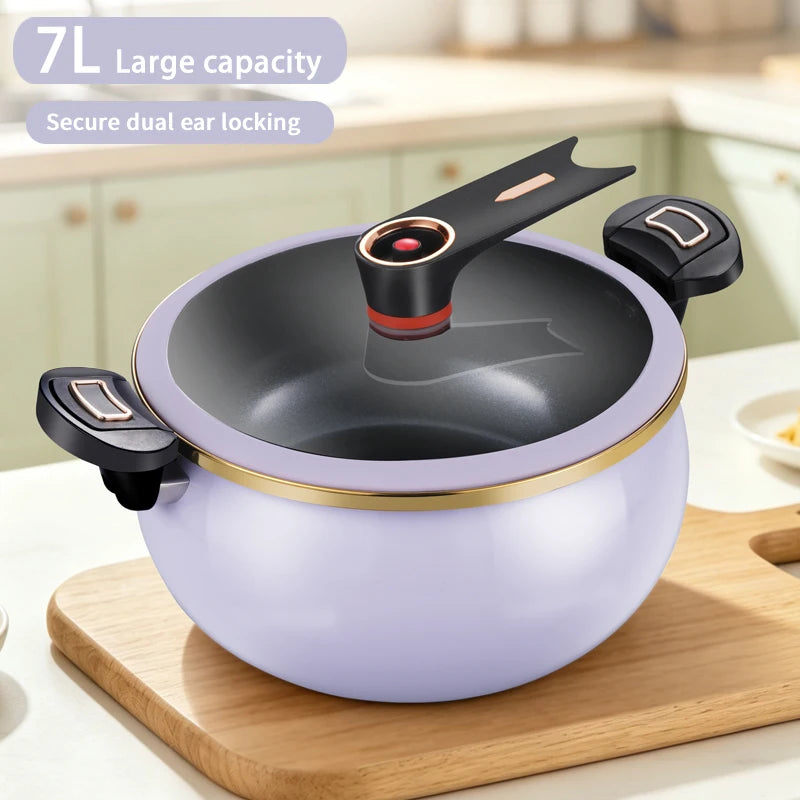 Danoz CookSmart - Fat Daddy Micro Pressure Cooker, 7L Large Capacity, 26cm, Suitable for Home Use, Multi-Functional Non-Stick Pot for Stewing and Cooking Soup, Compatible with Induction Cookers and Gas Stoves