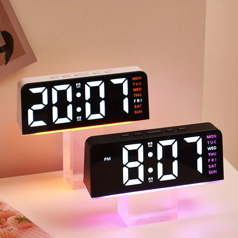 Danoz ClockSmart | LED Digital Alarm Clock | Atmosphere Mood Light | Dual Alarm, Temp & Date Display | USB Powered | Blue, Purple & Green ⏰✨