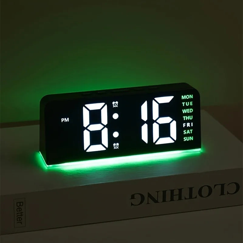 Danoz ClockSmart | LED Digital Alarm Clock | Atmosphere Mood Light | Dual Alarm, Temp & Date Display | USB Powered | Blue, Purple & Green ⏰✨