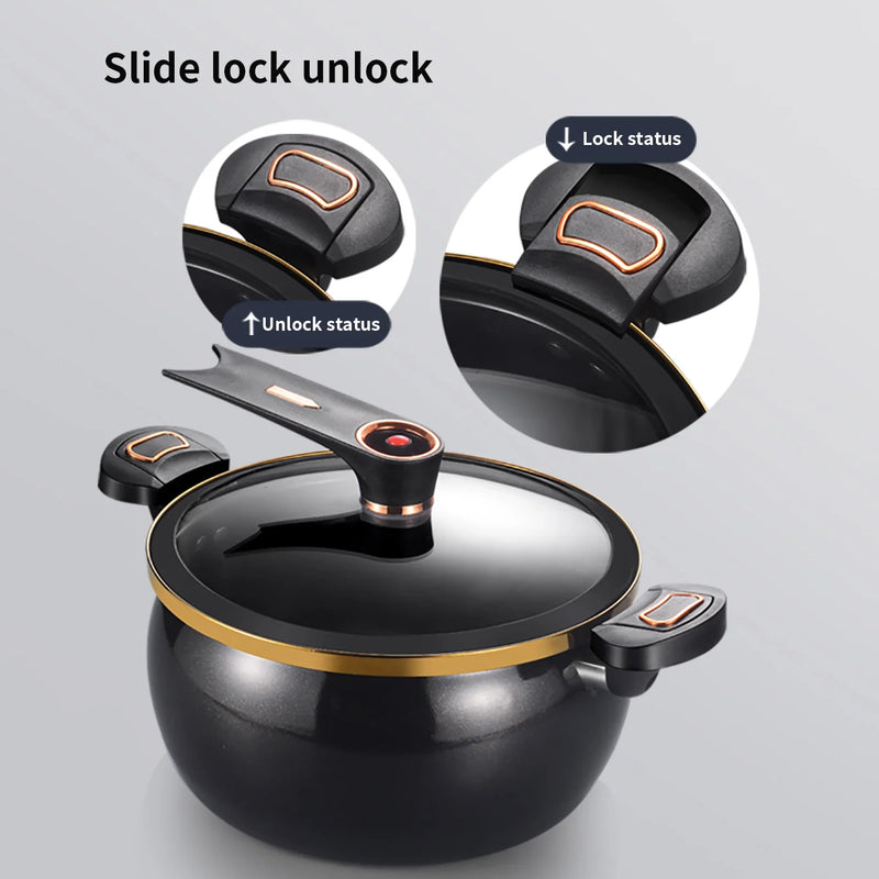 Danoz CookSmart - Fat Daddy Micro Pressure Cooker, 7L Large Capacity, 26cm, Suitable for Home Use, Multi-Functional Non-Stick Pot for Stewing and Cooking Soup, Compatible with Induction Cookers and Gas Stoves
