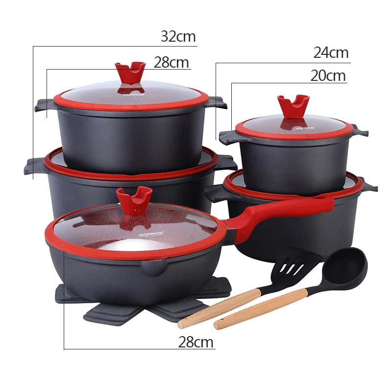 🍳 Danoz CookSmart | DONNOR 21-Piece Ceramic Nonstick Cookware Set | Pots & Pans | Utensils & Pan Protectors | Granite Finish | Eco-Friendly | Multiple Colours ✨