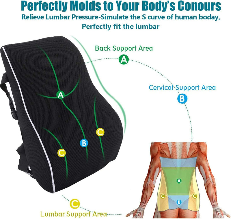 Danoz LumbarSmart – Say Goodbye to Back Pain! Memory Foam Lumbar Support Cushion for Car Seat & Office Chair – Rebound Comfort, All-Day Relief 🧘‍♂️🚗✨