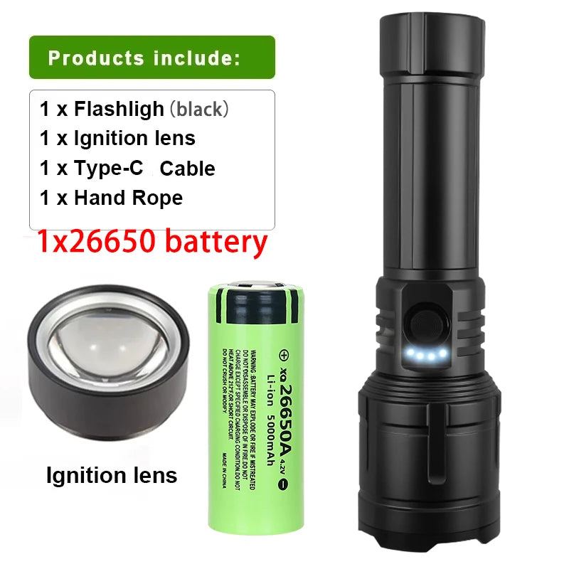 Danoz LightSmart Flashlight Lighter & Power Bank Combo, Rechargeable, Zoomable Super Bright Beam,5 Modes Flashlight for Outdoor Camping Emergency