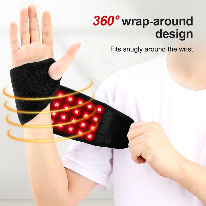 Danoz MassageSmart - USB Rechargeable, Infrared Heating Wrap Wrist Massager Pad Wristband Bandage with 660 & 850nm Light 3 Levels Vibration Joint Relax