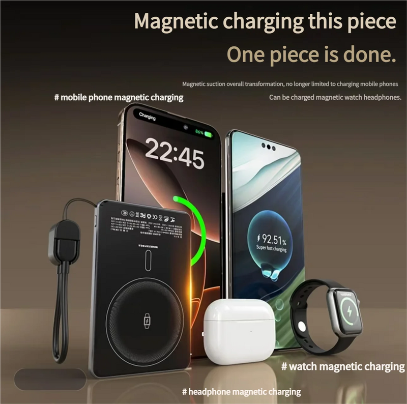 Danoz Smart - 10000mAh Magnetic Power Bank Super Slim 20W Wireless Fast Charging External Battery for For iWtach MagSafe Power Bank for iPhone