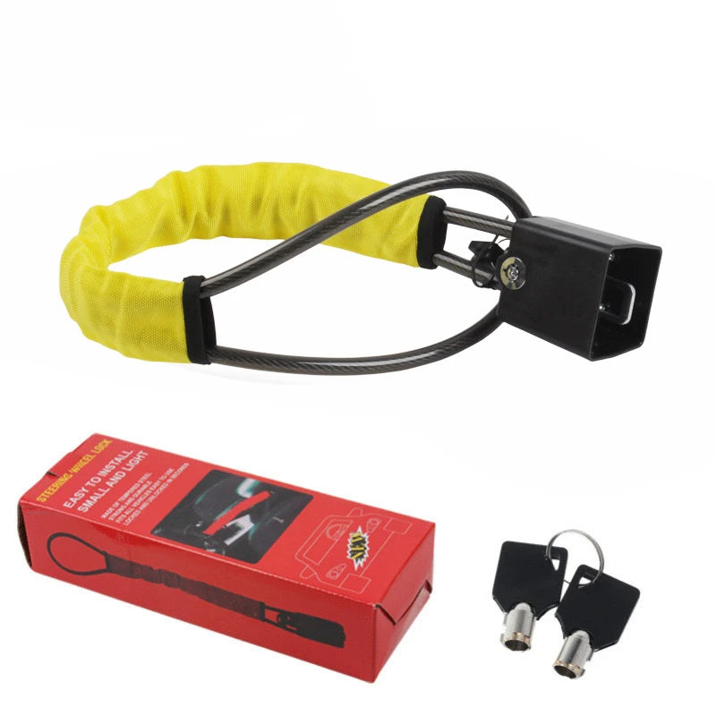 🔒 Danoz CarSmart | TopLock Steering Wheel Lock | Anti-Theft Steel Cable | Universal Fit | Square & Circular Key Styles | 8 Colours