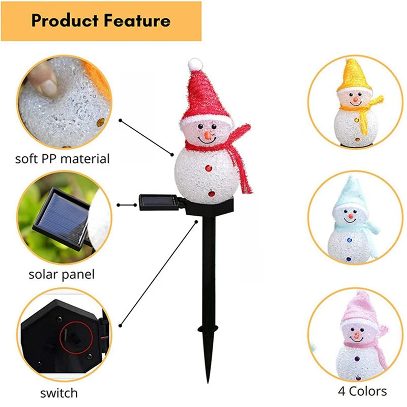 Danoz Lights - LED Snowman Solar Garden Light Outdoor Ground Stake Light Solar Powered Xmas Pathway Lights For Christmas Lawn Yard Decoration - Buy 1 Get 1 Free!