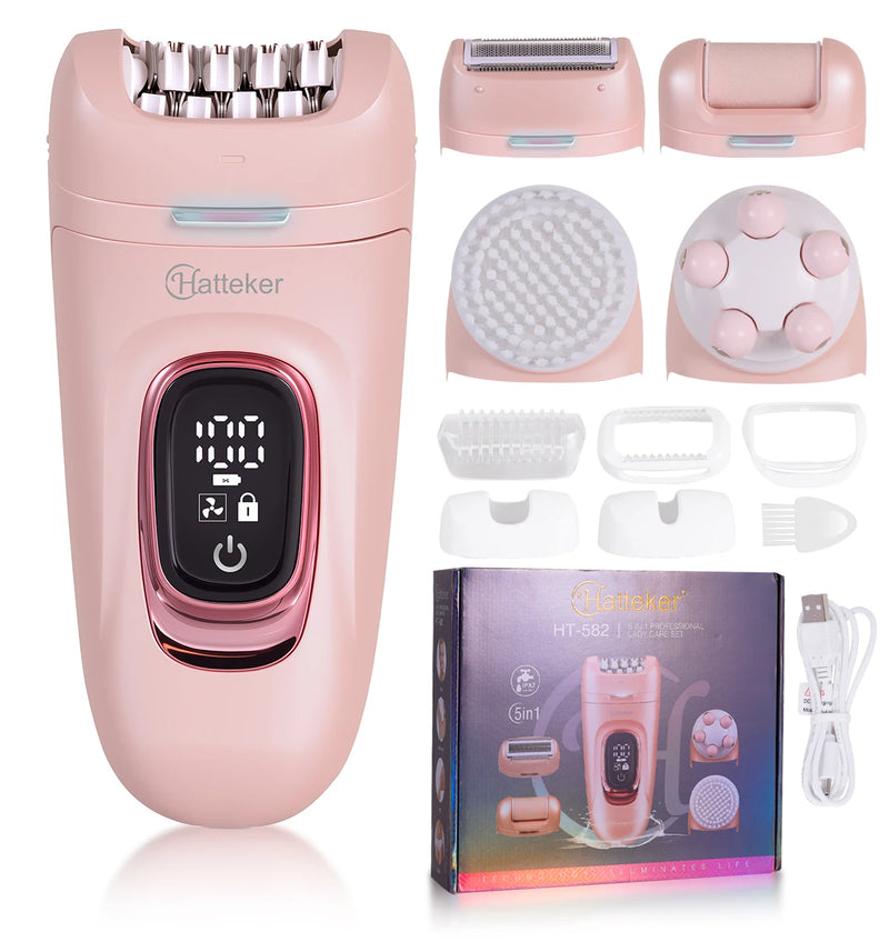 💜 Danoz BeautySmart | Hatteker 2-in-1 Epilator & Razor | IP45 Wet & Dry | Dusk-to-Dawn Smooth Skin | USB Rechargeable | BOGO Deal