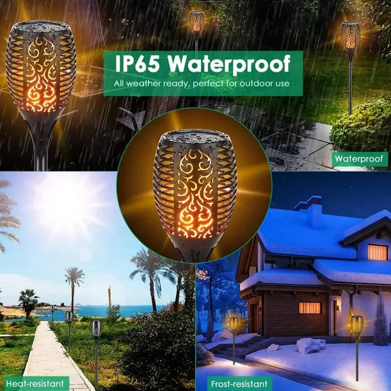 🔥 Danoz LightSmart | Solar Flickering Flame Torch Garden Light | 12 / 33 / 96 LED | IP65 Waterproof | Auto Dusk-to-Dawn | 2-4 Pack