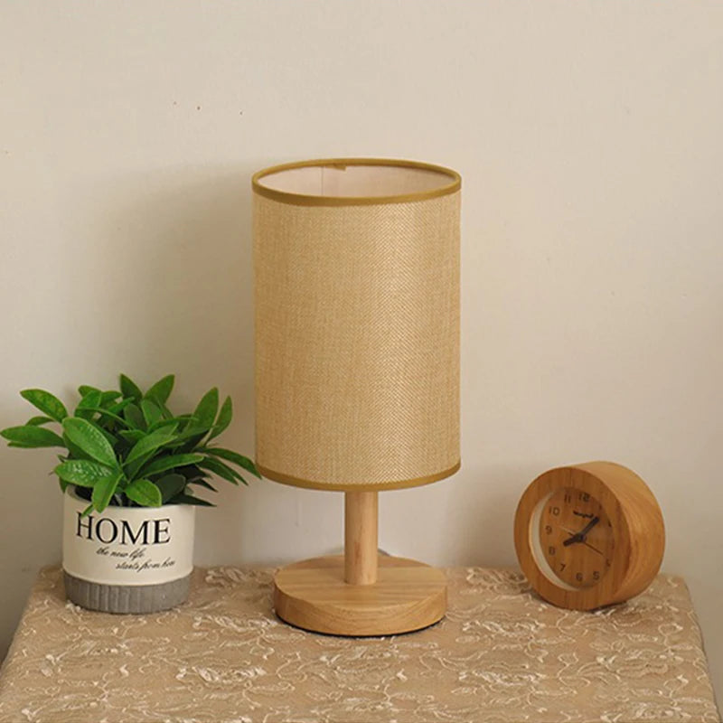 Danoz LightSmart LED Table Lamp 🪤 | USB Powered, Fabric Shade, 3 Light Modes - Bamboo & Wood Bedside Lamp