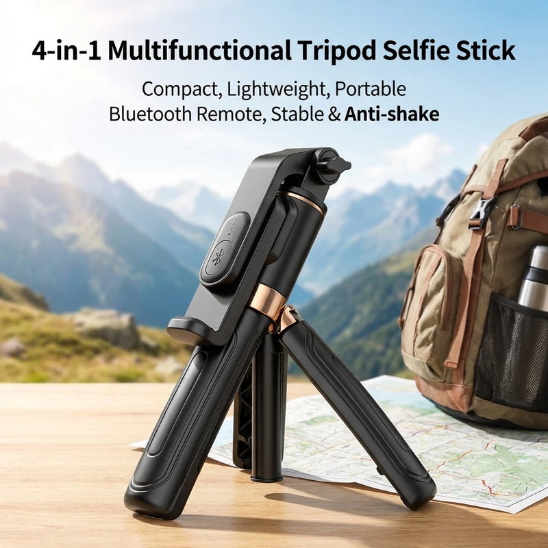 Danoz PhoneSmart 📸 | JC-25 Mini Bluetooth Selfie Stick & Tripod | Foldable | Remote Shutter | Live Streaming | Phone Holder | Black | Free Postage!