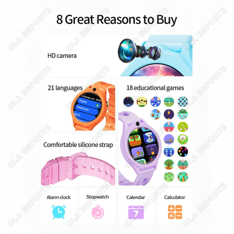 ⌚ Danoz KidSmart | Ola Esporte Kids Smart Watch | 1.52" HD Touch | 18 Games | Flashlight | Sleep Monitor | Alarm Clock | Birthday Gift Boys & Girls ✨