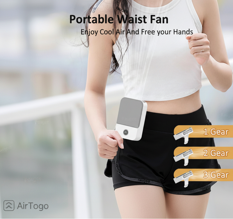 Beat the heat with Danoz AirToGo Portable Waist Fan cooler - the ultimate cooling companion that goes wherever you do. Clip it to your waist, hang it around your neck, or pop it on a table