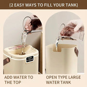 Two methods of water injection into a pet water fountain with text labels.