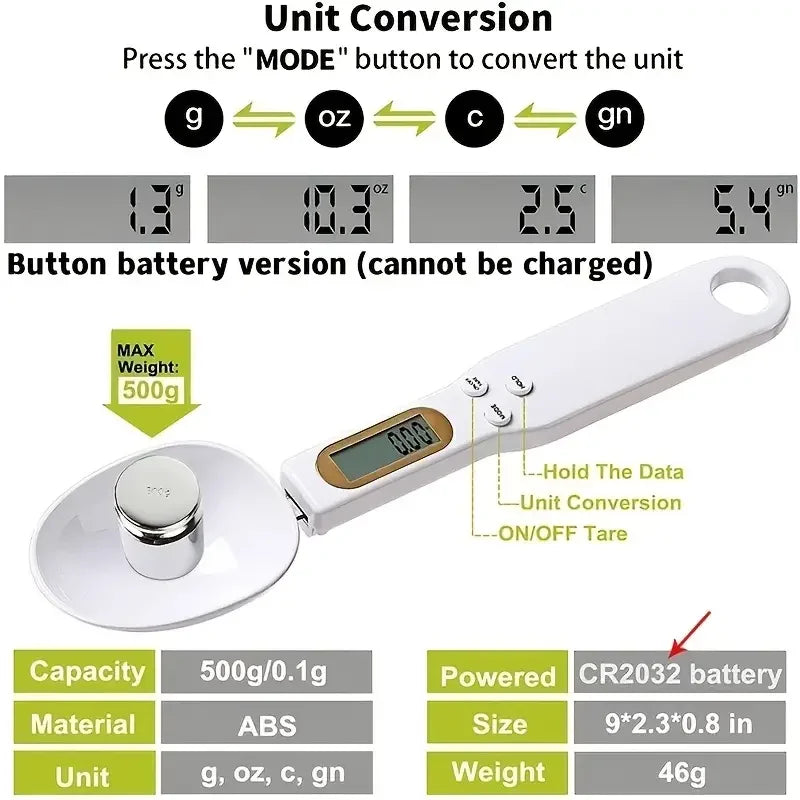 Danoz CookSmart – Measure Like a Master Chef! Mini Digital Spoon Scale with LED Display, 0.1g Precision for Flour, Coffee, Milk & More – Buy 1 Get 1 More! ⚖️🥄✨