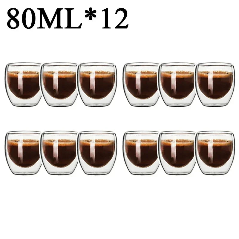 Danoz CoffeeSmart – Sip in Style! Double Wall High Borosilicate Glass Mugs – Heat Resistant, Eco-Friendly & Perfect for Coffee, Tea, Juice & More – Sets of 4 to 18! ☕🥂✨