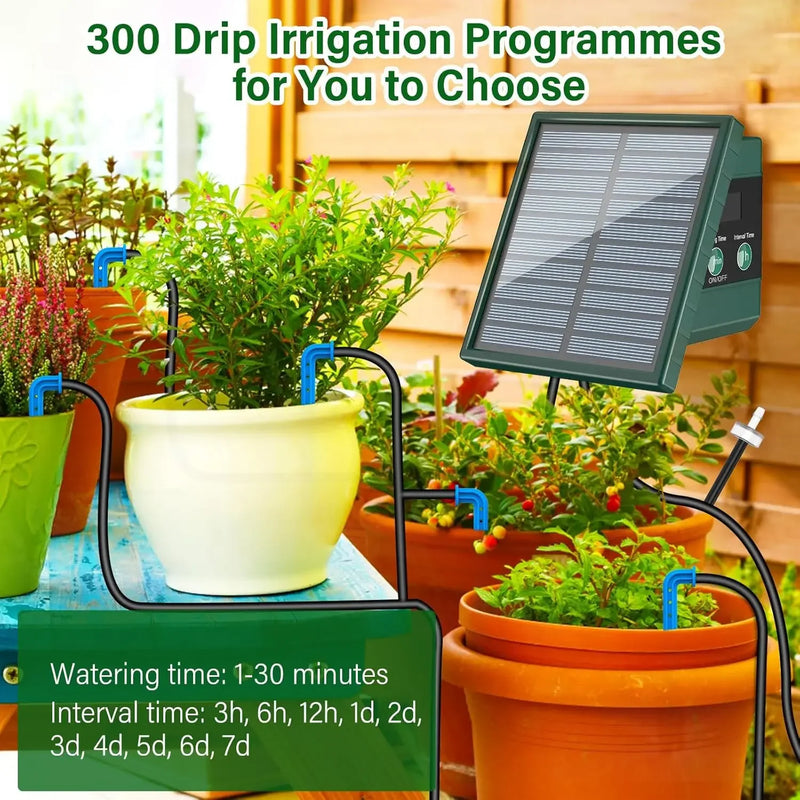 🌱 Danoz GardenSmart | Solar Automatic Drip Irrigation System | 10-Plant Watering Kit | 30-Day Battery | Garden, Balcony & Greenhouse