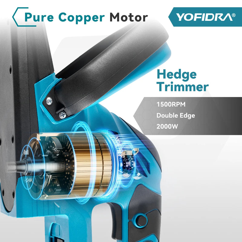 🌿 Danoz GardenSmart | Yofidra 2000W Electric Hedge Trimmer | 510mm SK5 Dual Blade | 15,000 RPM | 90° Adjustable Head | For Makita 18V Battery ✨