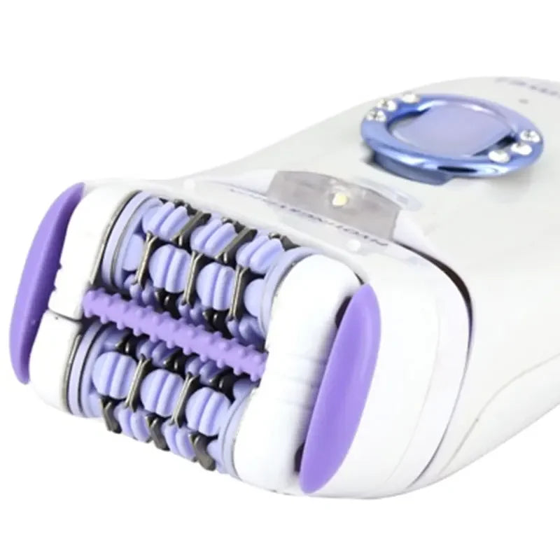 Danoz Epilady 3-in-1! USB rechargeable, This handy epilator effortlessly glides through leg hair, shapes your bikini line, and even pampers your feet with a gentle pedicure!