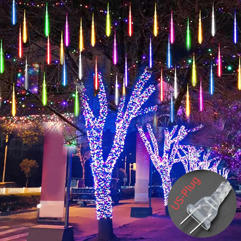 Danoz Lights -Solar Meteor Shower Rain String Lights Waterproof Garden Light 8 Tubes Christmas Tree Holiday Party Wedding Holiday Decoration
