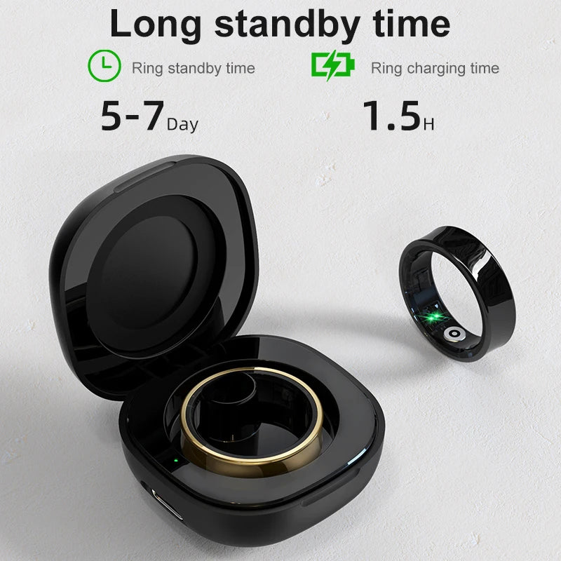 Danoz Smart - R09 Smart Ring Men Women with Charging Case, Heart Rate Blood Oxygen, Skin Temperature Monitor,5ATM Waterproof For Android iOS