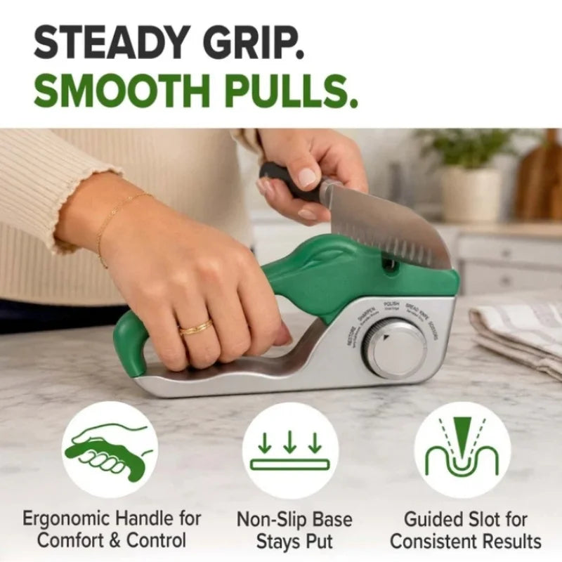 🔪 Danoz KniveSmart | Dial Knife Sharpener | 5-in-1 Adjustable | Straight & Serrated Knives | Scissors | Handheld Kitchen Blade Sharpening Tool ✨