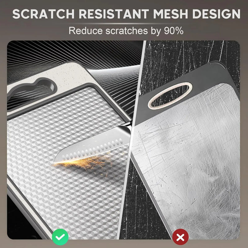 Danoz Kitchen - Stainless Steel Cutting Board Double Sided Chopping Board for Kitchen Scratch Resistant Anti-Slip Silicone Edges