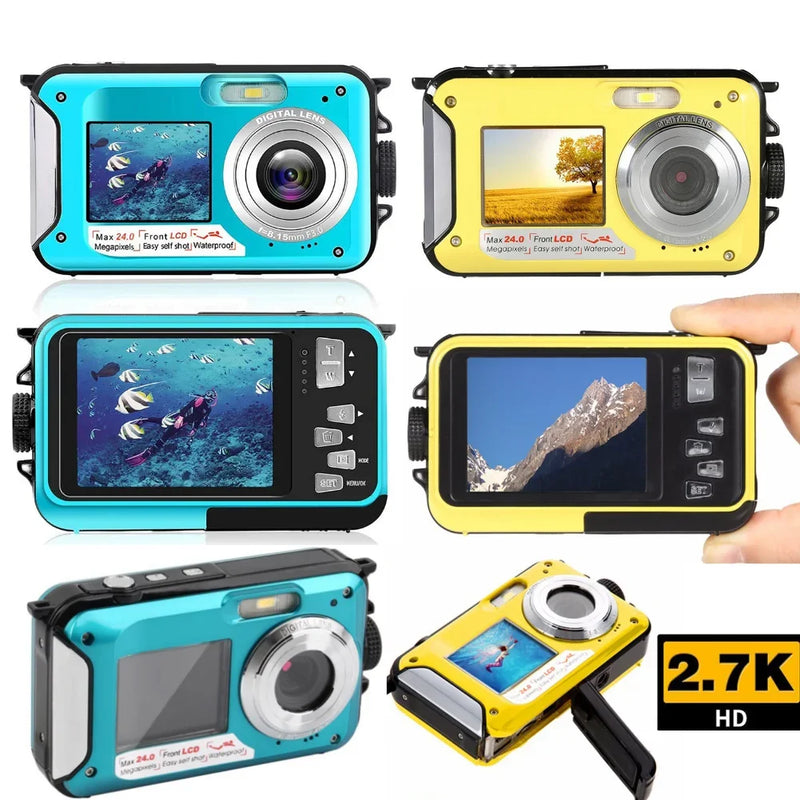 📸 Danoz CamSmart | Waterproof Underwater Digital Camera | 1080P Full HD | 16x Zoom | Anti-Shake | Dual Screen | Face Recognition | 5m Waterproof | Blue, Red or Yellow