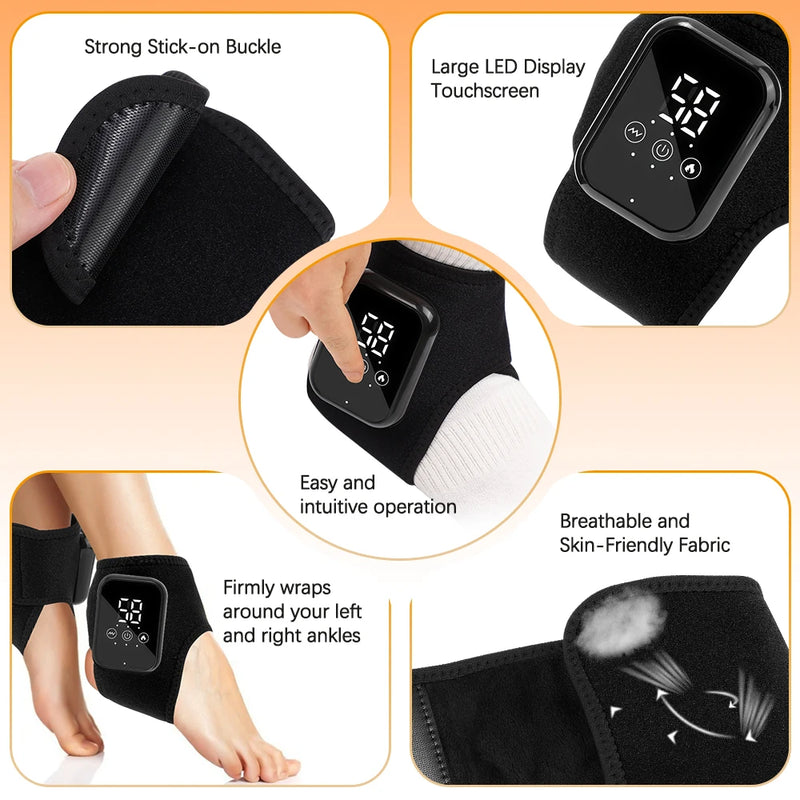 Danoz Health - Electric Ankle Brace with Adjustable Hot Compress Vibration Massage Ankle Guard Band Carpal Tunnel Foot Protection Support Tool - Buy 1 Get 1 Free!