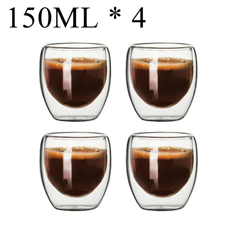 Danoz CoffeeSmart – Sip in Style! Double Wall High Borosilicate Glass Mugs – Heat Resistant, Eco-Friendly & Perfect for Coffee, Tea, Juice & More – Sets of 4 to 18! ☕🥂✨