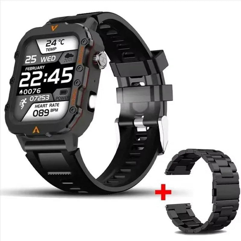⌚ Danoz TechSmart | Ola Esporte Military Outdoor Smart Watch | 1.73" HD | LED Flashlight | Bluetooth Calling | Heart Rate SpO2 | Life Waterproof ✨