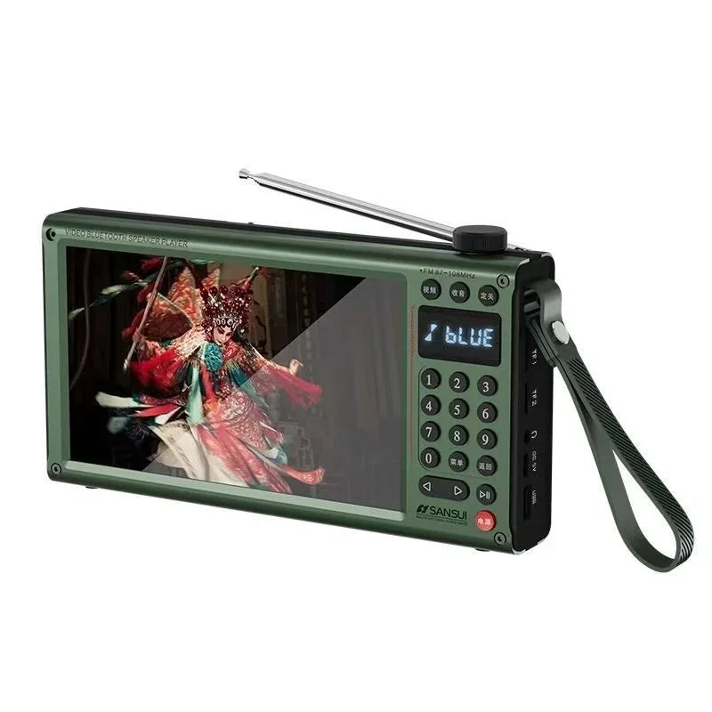 📻 Danoz TechSmart | SanSui F70 7" IPS Screen Multimedia Radio | TV/FM/AM/SW | Bluetooth 5.3 | MP4 Video | HIFI Speaker | USB & TF Card | Gray & Green