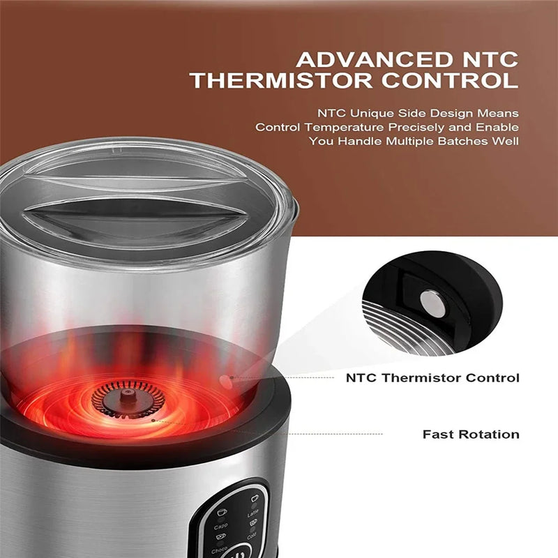 Danoz CoffeeSmart - 4-in-1 Automatic Milk Frother Electric Instant Magic Froth 350ml Stainless Steel Pitcher Dishwasher Safe Hot and Cold