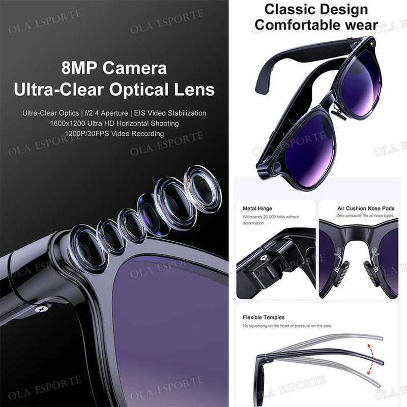 Danoz Smart - New 8K AI Smart Glasses With 100MP Camera Chat GPT Touch Sport Sunglasses Bluetooth Call Video Music Player For Men Women 2025