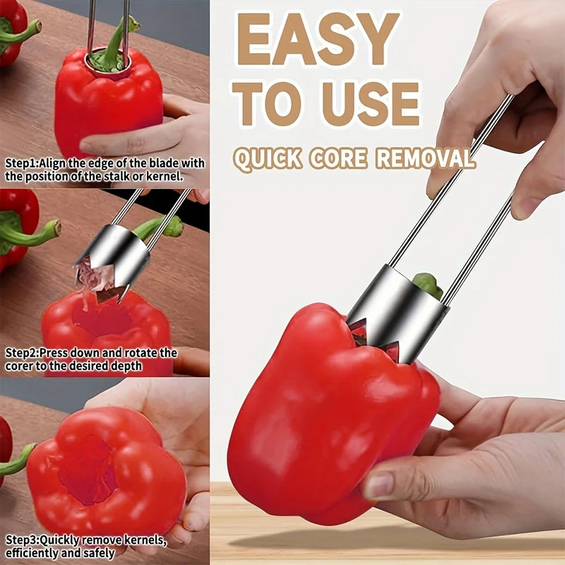 🍎 Danoz CookSmart | Stainless Steel Fruit & Veggie Corer Tool | Apples, Peppers, Tomatoes & More | Effortless Core Removal | Durable & Easy to Clean | Buy 1 Get 1 More! 👌✨