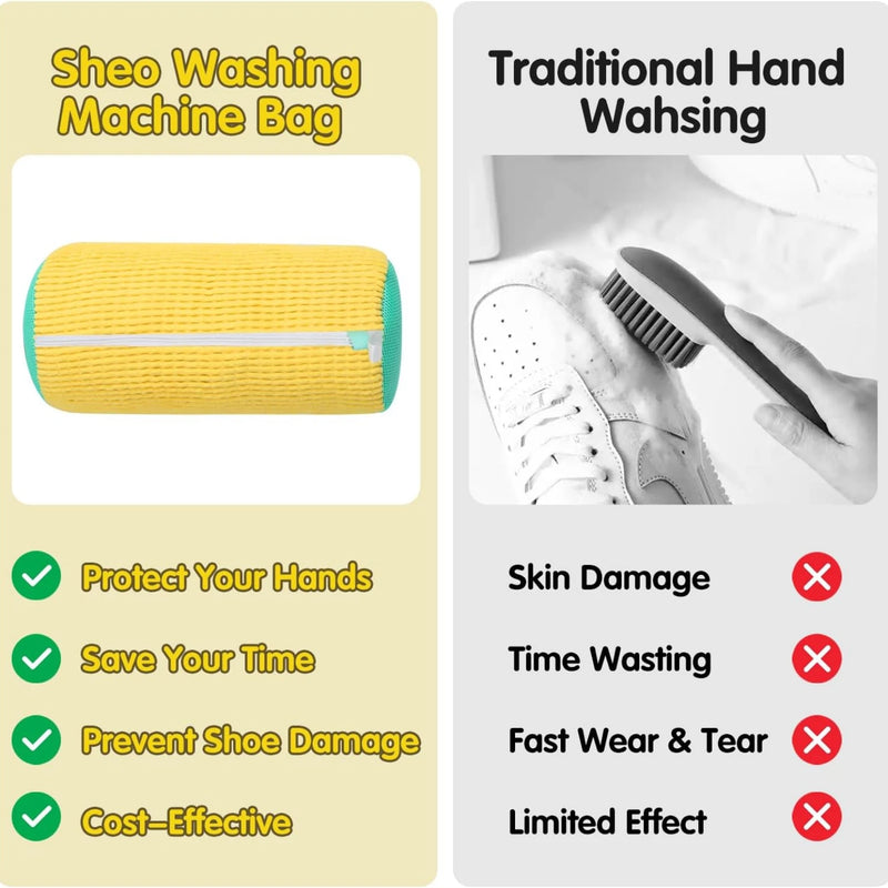 👟 Danoz CleanSmart | Durable Mesh Shoe Wash Bag | Plush Inner Lining | Auto-Lock Zipper | Washer & Dryer Safe | Travel Organiser | Blue, Grey & Yellow | 2 or 4 Pack ✨