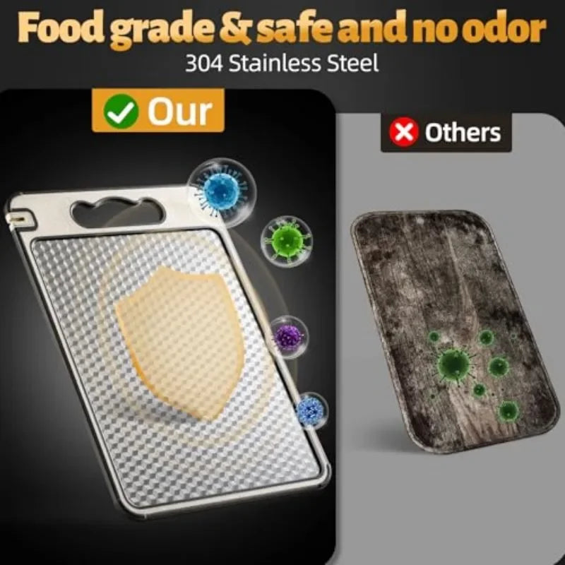🔪 Danoz KitchenSmart | TopChop Titanium Chopping Board | Double-Sided | Anti-Scratch Mesh | Non-Slip | Stainless Steel + Wheat Straw | Easy Clean