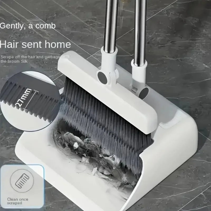 🧹 Danoz CleanSmart | 3-in-1 Folding Broom & Dustpan Set | Standing Floor Brush & Squeegee | Self-Cleaning Comb Teeth | Home, Kitchen & Office