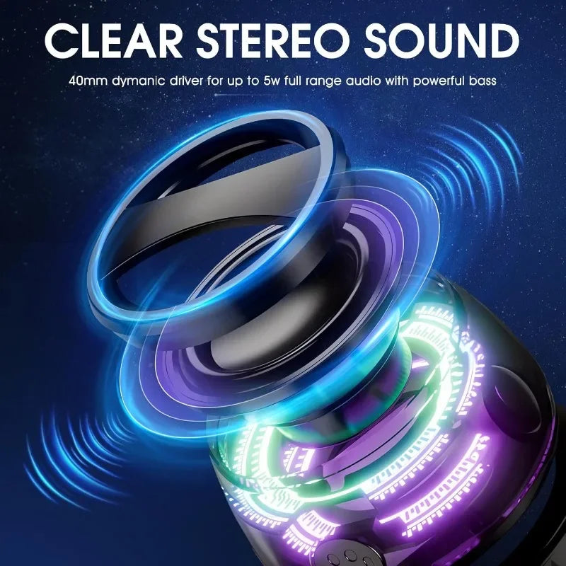 Danoz Smart - Outdoor Magnetic Bluetooth Speaker Wireless Portable Mini Travel Stereo Speaker with RGB Color Light and Phone Holder - Buy 1 Get 1 Free!