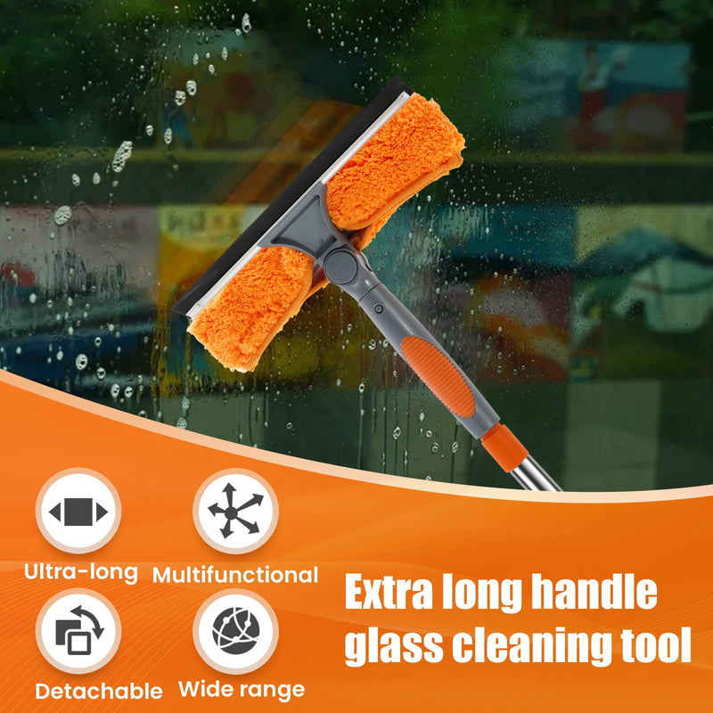 Danoz CleanSmart - Extended to 4.2M Window Cleaning Kit 2 in 1 Double Sided Glass Squeegee Cleaner