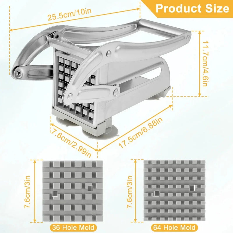 🍟 Danoz CookSmart | 4-in-1 Stainless Steel Manual Potato Cutter | French Fries Slicer | Chips Maker | Meat Chopper & Dicer | 304 Steel | FCM Certified ✨
